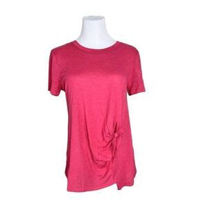 lresics Pink‎ Jersey Knit Asymmetrical Knotted Shirt Top sz MEDIUM